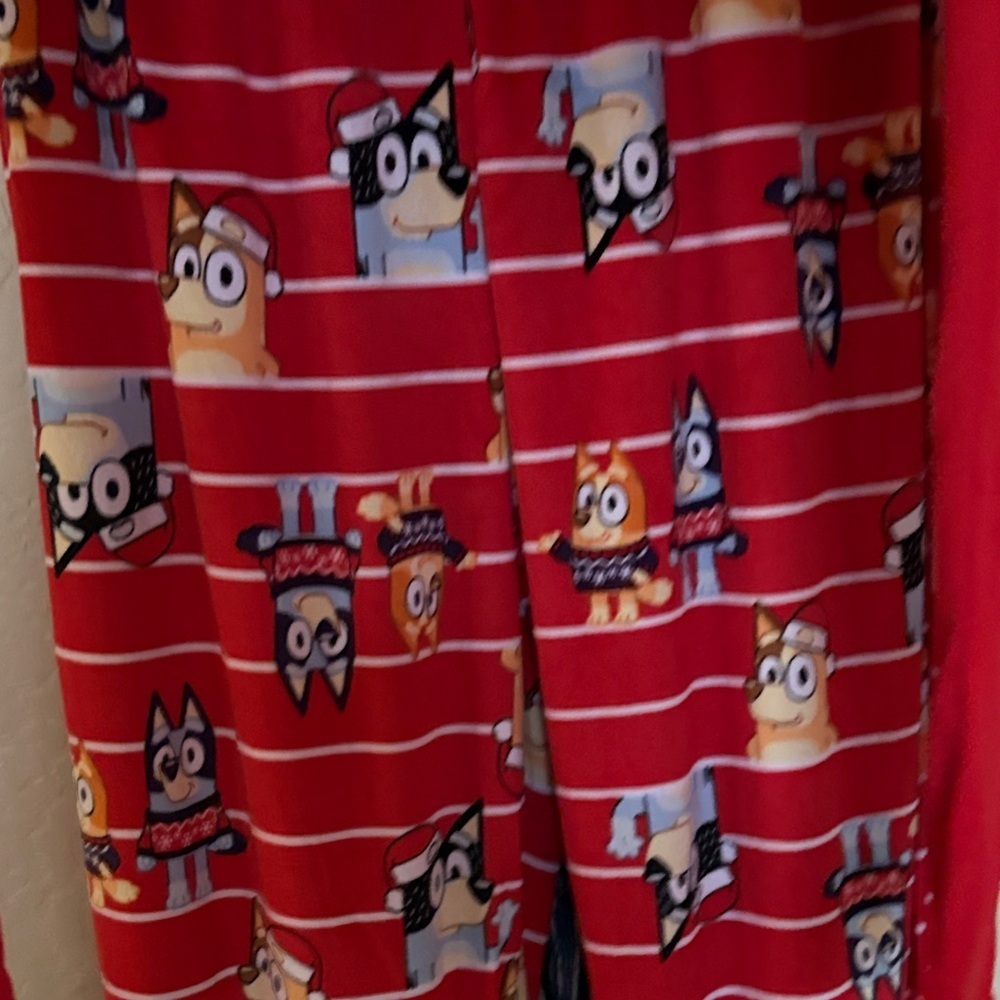 Red and White Women's Pajama Set with Cartoon Print - Picture 2 of 2